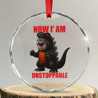 Now I Am Unstoppable Crystal Glass Ornament Funny Cute Cat Catzilla - Wonder Print Shop