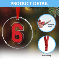 Number 6 Crystal Glass Ornament Fan Varsity Sports Team 67 Jersey Number TS11
