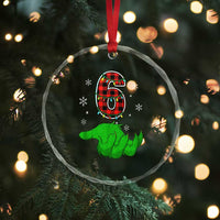 Number 6 Matching 67 Christmas Crystal Glass Ornament Red Plaid Xmas Pajamas Holiday Gen Alpha Slang Meme - Wonder Print Shop