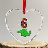 Number 6 Matching 67 Christmas Heart Crystal Glass Ornament Red Plaid Xmas Pajamas Holiday Gen Alpha Slang Meme - Wonder Print Shop