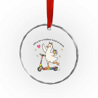 Off To Be Rainbow Kind Of Mom Crystal Glass Ornament LGBTQ Goose Mom Rainbow