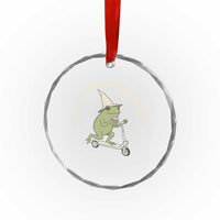 Off To Commit Mom Foolery Crystal Glass Ornament Funny Mama Frog Scooter Mother's Day