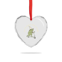 Off To Commit Mom Foolery Heart Crystal Glass Ornament Funny Mama Frog Scooter Mother's Day