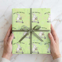 Off To The Egg Hunt Wrapping Paper Roll Funny Easter Bunny
