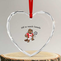 Off to Watch Canada Heart Crystal Glass Ornament Patriotic Canadian Beaver Football Fan Gift