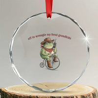 Off to Wrangle My Feral Grandkids Crystal Glass Ornament Funny Cowboy Frog Grandpa Western Meme