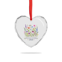 Officially Retired 2026 Wildflowers Botanical Floral Graphic Heart Crystal Glass Ornament