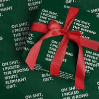 Oh Shit Funny White Elephant Gifts Wrapping Paper Roll - Wonder Print Shop
