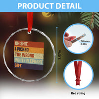 Oh Shit I Picked The Wrong White Elephant Gift Crystal Glass Ornament Funny Christmas Gift Exchange Game TS11