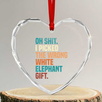 Oh Shit I Picked The Wrong White Elephant Gift Heart Crystal Glass Ornament Funny Retro Christmas Gift Exchange - Wonder Print Shop