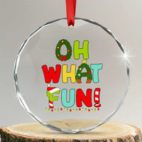 Oh What Fun Xmas Candy Cane Crystal Glass Ornament TS09