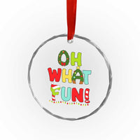 Oh What Fun Xmas Candy Cane Crystal Glass Ornament TS09