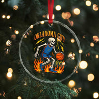 Oklahoma City Basketball Skeleton Crystal Glass Ornament OKC Hoops Fan Life Sport Lover - Wonder Print Shop