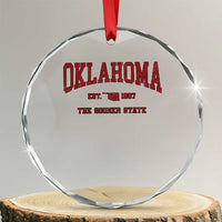 Oklahoma The Sooner State Sports Throwback Design Jersey Style Crystal Glass Ornament