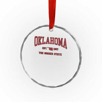 Oklahoma The Sooner State Sports Throwback Design Jersey Style Crystal Glass Ornament