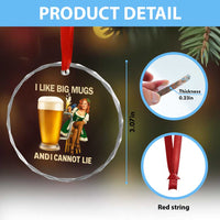 Oktoberfest Beer Crystal Glass Ornament Funny I Like Big Mugs Pin Up Girl Dirndl TS10