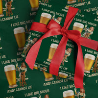 Oktoberfest Beer Wrapping Paper Roll Funny I Like Big Mugs Pin Up Girl Dirndl - Wonder Print Shop