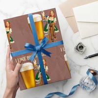 Oktoberfest Beer Wrapping Paper Roll Funny I Like Big Mugs Pin Up Girl Dirndl - Wonder Print Shop