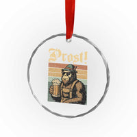Oktoberfest Bigfoot Crystal Glass Ornament Vintage German Sasquatch Drinking Prost Lederhose TS10