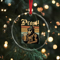 Oktoberfest Bigfoot Crystal Glass Ornament Vintage German Sasquatch Drinking Prost Lederhose TS10