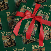 Oktoberfest Bigfoot Wrapping Paper Roll Vintage German Sasquatch Drinking Prost Lederhose - Wonder Print Shop