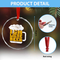 Oktoberfest Drinking Crystal Glass Ornament Ich Liebe Bier Octoberfest German TS10