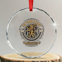 Oktoberfest Munchen Crystal Glass Ornament Munich Vintage Round Emblem with Bavarian Lion TS02
