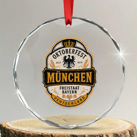 Oktoberfest Munchen Deutschland German Beer Festival Crystal Glass Ornament Freistaat Bayern Heraldic Eagle