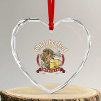 Oktoberfest Munchen Heart Crystal Glass Ornament Munich Since 1810 Bavarian Lion and Beer - Wonder Print Shop