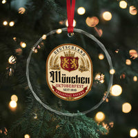 Oktoberfest Munchen Seit 1810 Crystal Glass Ornament Deutschland German Beer Label Bavarian Lion Shield