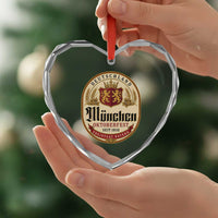Oktoberfest Munchen Seit 1810 Heart Crystal Glass Ornament Deutschland German Beer Label Bavarian Lion Shield
