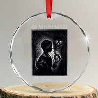 On Wednesdays We Wear Black Crystal Glass Ornament Tarot Card Goth Halloween TS10