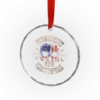 One Badass Bonus Dad Crystal Glass Ornament Vintage Step Dad American Flag Fathers Day TS10