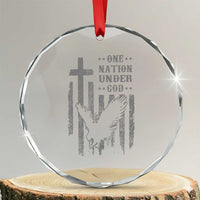 One Nation Under God Crystal Glass Ornament American Flag Bald Eagle 4th Of July Patriotic Christian TS10