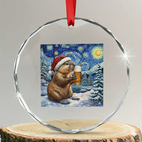 Otter Beer Christmas Crystal Glass Ornament Starry Night Van Gogh TS14