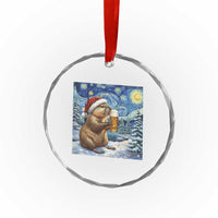 Otter Beer Christmas Crystal Glass Ornament Starry Night Van Gogh TS14