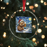 Otter Beer Christmas Crystal Glass Ornament Starry Night Van Gogh TS14