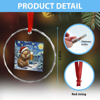 Otter Beer Christmas Crystal Glass Ornament Starry Night Van Gogh TS14