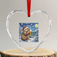 Otter Beer Christmas Heart Crystal Glass Ornament Starry Night Van Gogh - Wonder Print Shop