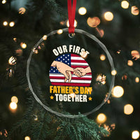 Our First Fathers Day Together Crystal Glass Ornament Patriotic New Dad Gift