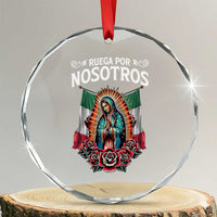 Our Lady of Guadalupe Crystal Glass Ornament Virgin Mary Mexican Flag - Wonder Print Shop