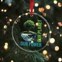 Our Power Our Planet Crystal Glass Ornament Earth Day 2025 - Wonder Print Shop