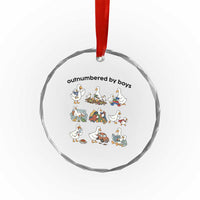 Outnumbered By Boys Funny Goose Mom Life Crystal Glass Ornament Chaos Coordinator Motherhood Mothers Day Gag Gift