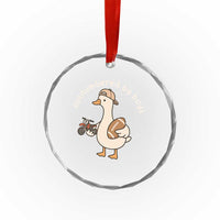 Outnumbered By Boys Funny Mom Goose Crystal Glass Ornament