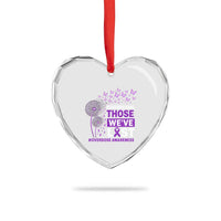 Overdose Awareness Heart Crystal Glass Ornament Remembering Those We Have Lost Dandelion Purple Ribbon Memorial