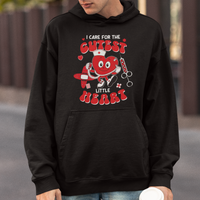 Valentine's Day Hoodie I Care For Cutest Little Hearts Nurse Life - Wonder Print Shop