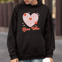 Valentine's Day Hoodie Love Always Wins Funny Heart Tic Tac Toe - Wonder Print Shop