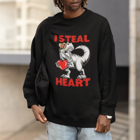 Valentine's Day Sweatshirt Dinosaur I Steal Hearts Kid Boy Men Lover - Wonder Print Shop