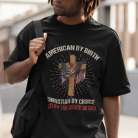 American Dad T Shirt American By Birth Christian By Choice Dad By The Grace Of God Vintage Fathers Day Tee - Wonder Print Shop