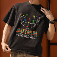 Autism Awareness T Shirt Skeleton It's Not A Disability It's A Different Ability - Wonder Print Shop